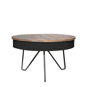 Černý konferenční stolek s deskou z mangového dřeva LABEL51 Saria