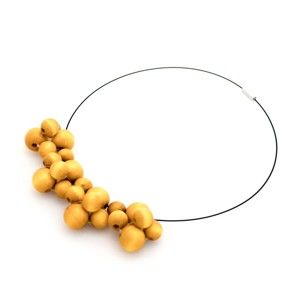 Žlutý dřevěný náhrdelník Ko–ra–le Bubbles