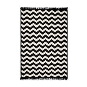 Černo-bílý oboustranný koberec Zig Zag 80 x 150 cm