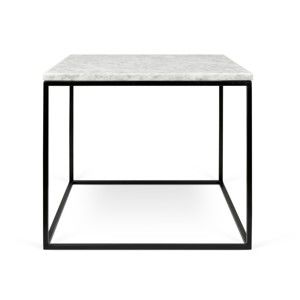 Bílý mramorový konferenční stolek s černými nohami TemaHome Gleam, 50 cm