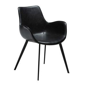 Černá koženková jídelní židle s područkami DAN-FORM Denmark Hype