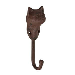 Hnědý nástěnný kovový háček Cat – Esschert Design