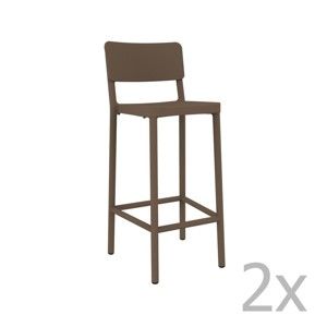 Sada 2 čokoládově hnědých barových židlí vhodných do exteriéru Resol Lisboa, výška 102,2 cm