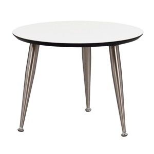 Bílý konferenční stolek s nohami ve stříbrné barvě Folke Strike, výška 40 cm x ∅ 56 cm