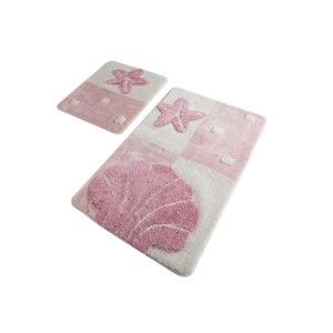 Sada 2 růžových koupelnových předložek Confetti Bathmats Starfish Pink