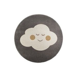 Šedý kulatý koberec s motivem mraku KICOTI Grey, ø 80 cm