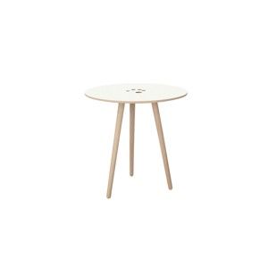 Bílý odkládací stolek se světle hnědýma nohama WOOD AND VISION Handy, ⌀ 50 cm