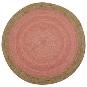Růžový jutový koberec vhodný do exteriéru Native, ⌀ 120 cm