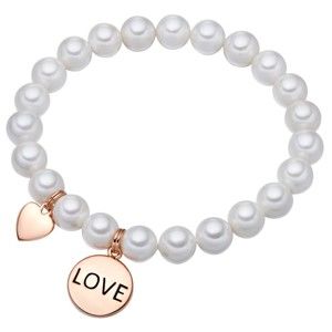 Bílý perlový náramek Pearls of London Love, délka 19 cm