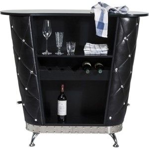 Černý barový stolek s policí na 5 vinných lahví Kare Design Rocky