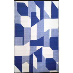 Modro-bílý oboustranný koberec vhodný i do exteriéru Green Decore Futurae, 180 x 120 cm