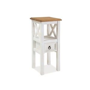 Bílý odkládací stolek z borovicového dřeva Signal Poprad