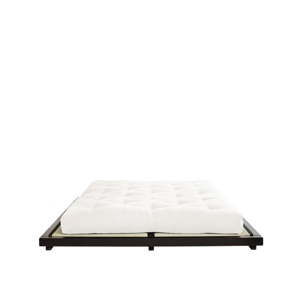Dvoulůžková postel z borovicového dřeva s matrací a tatami Karup Design Dock Double Latex Black/Natural, 160 x 200 cm