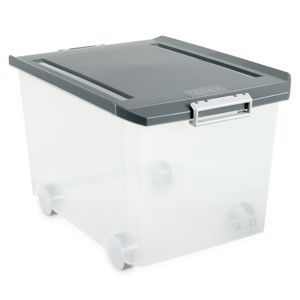 Průhledný úložný box na kolečkách se šedým víkem Ta-Tay Storage Box, 60 l
