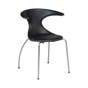 Černá jídelní židle s matným kovovým podnožím DAN–FORM Flair