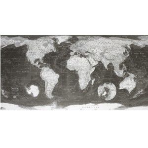 Mapa světa v průhledném pouzdru The Future Mapping Company Monochrome World Map, 130 x 72 cm