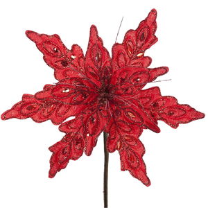 Červená vánoční plastová dekorace ve tvaru květu DecoKing Sia