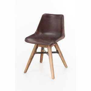 Jídelní židle z akáciového dřeva a kůže Index Living Finn