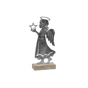 Dekorativní anděl stříbrné barva z kovu Ego Dekor Saint, výška 22 cm