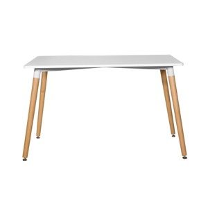 Bílý jídelní stůl s nohami z bukového dřeva Diamond, 120 x 80 cm