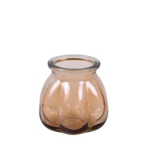 Kouřově hnědá váza z recyklovaného skla Ego Dekor Tangerine, výška 11 cm