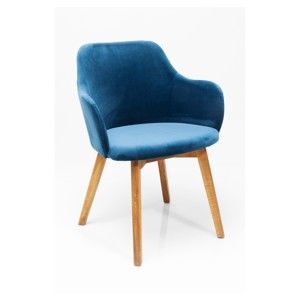 Modrá židle s nohami z dubového dřeva Kare Design