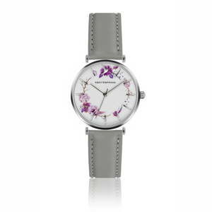 Dámské hodinky s šedým páskem z pravé kůže Emily Westwood Periwinkle