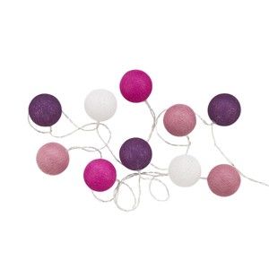Růžovo-fialový světelný řetěz s 10 koulemi Butlers In the Mood, délka 3 m