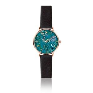 Dámské hodinky s černým páskem z pravé kůže Emily Westwood Garden