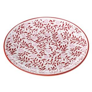 Červeno-bílý talíř z kameniny Unimasa Redos, ⌀ 20,3 cm