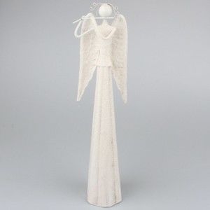 Bílý kovový anděl Dakls, výška 11,5 cm