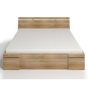 Dvoulůžková postel z bukového dřeva se zásuvkou SKANDICA Sparta Maxi, 140 x 200 cm