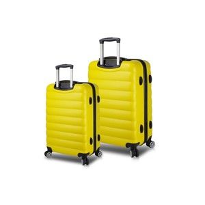 Sada 2 žlutých cestovních kufrů na kolečkách s USB porty My Valice RESSNO Cabin & Medium