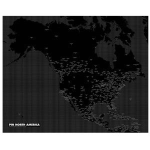 Černá nástěnná mapa Palomar Pin Country Severní Amerika