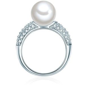 Prsten ve stříbrné barvě s bílou perlou Pearldesse Muschel, vel. 58