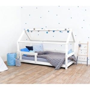Bílá dětská postel s bočnicemi ze smrkového dřeva Benlemi Tery, 80 x 160 cm