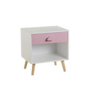 Bílý noční stolek s růžovým šuplíkem Unimasa Peso