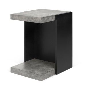 Černý příruční stolek s detaily v dekoru betonu TemaHome Klaus