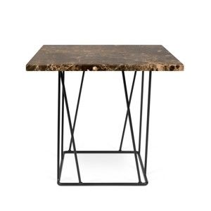 Hnědý mramorový konferenční stolek s černými nohami TemaHome Helix, 50 cm