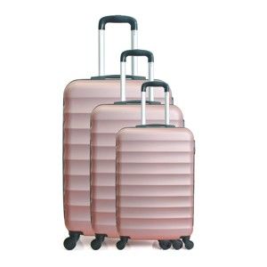 Sada 3 růžových cestovních kufrů na kolečkách Hero Jakarta