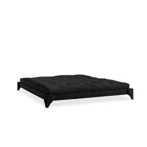 Dvoulůžková postel z borovicového dřeva s matrací Karup Design Elan Double Latex Black/Black, 140 x 200 cm