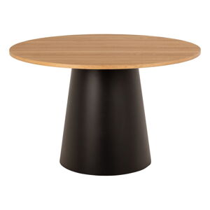 Černo-přírodní kulatý jídelní stůl s deskou v dubovém dekoru ø 120 cm Soli – Actona