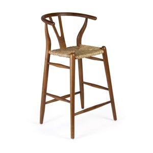 Barová židle ze dřeva bílého cedru a ratanu Moycor, výška 97 cm