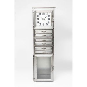 Komoda ve stříbrné barvě s hodinami Kare Design Buster, šířka 45 cm