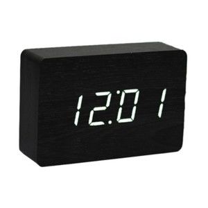Černý budík s bílým LED displejem Gingko Brick Click Clock