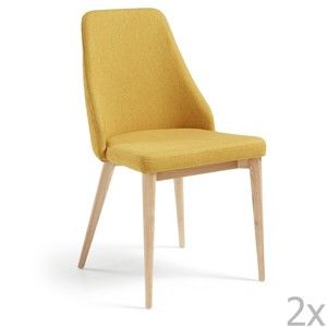 Sada 2 hořčicově žlutých jídelních židlí La Forma Roxie