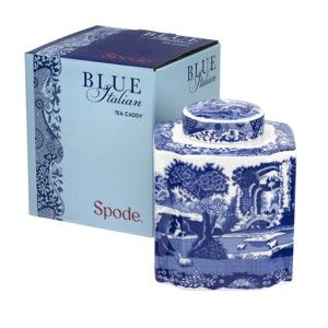 Bílomodrá porcelánová dóza na čaj Spode Blue Italian