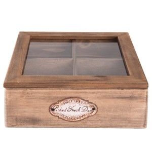 Dřevěný úložný box na čaj Clayre & Eef Hurasso