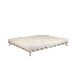 Dvoulůžková postel z borovicového dřeva s matrací Karup Design Senza Double Latex Natural/Natural, 140 x 200 cm