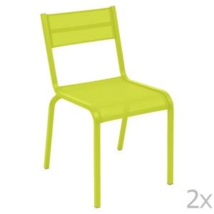 Sada 2 světle zelených kovových zahradních židlí Fermob Oléron